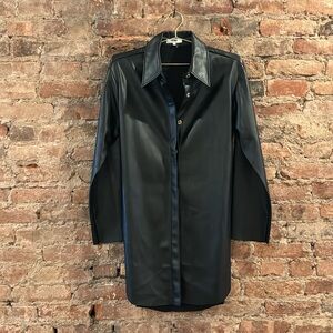 Apparis Faux Leather Shirt Dress Mini